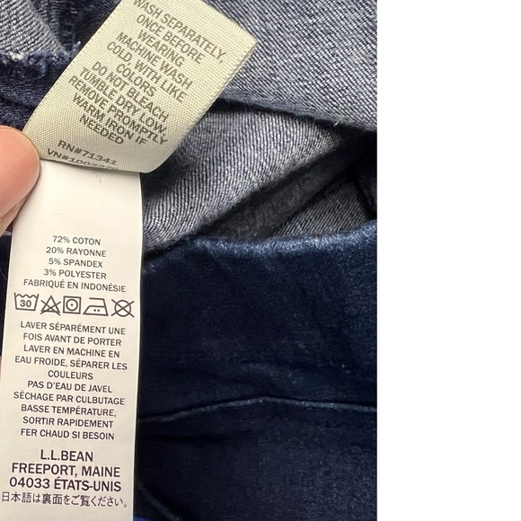L.L. Bean Jeans Women Size 12 Dark Blue Pull On Classic Fit Stretch Denim Casual - Picture 6 of 8